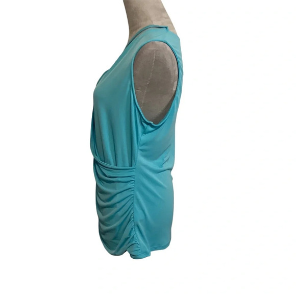 Venus top womens SZ XL sexy ruched deep v-neck vibrant turquoise pullover NWOT - Picture 3 of 10